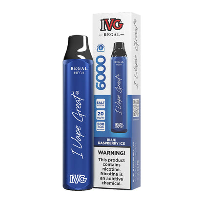 IVG Regal Disposable Vape – Blue Raspberry Ice (20, 50mg) (6000 Puffs)