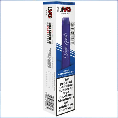 IVG Max Bar Disposable Vape – Blue Raspberry Ice ( 50 and 30 mg) (3000 Puffs)