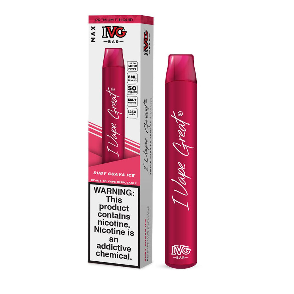 IVG Max Bar Disposable Vape – Ruby Guava Ice (30/50 mg) (3000 Puffs)