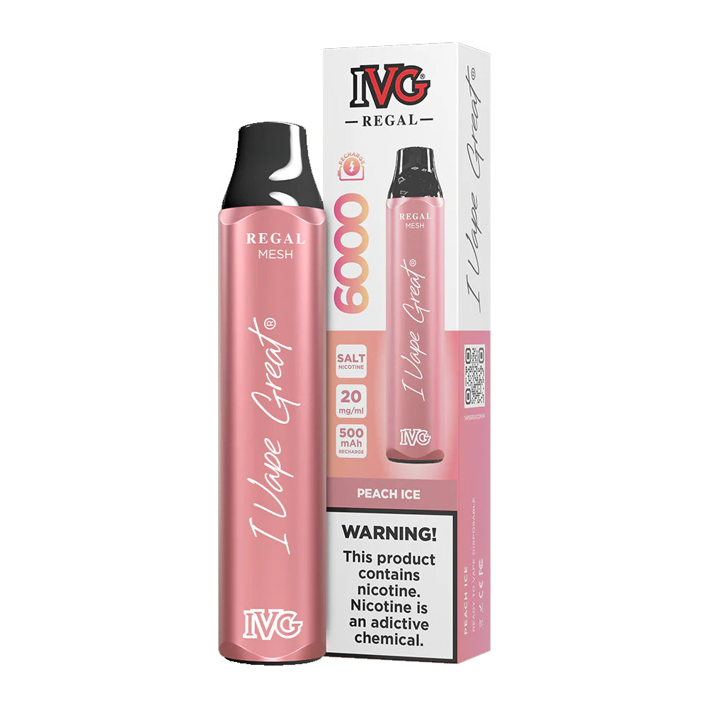 IVG Regal Disposable Vape – Peach Ice (20, 50mg) (6000 Puffs)